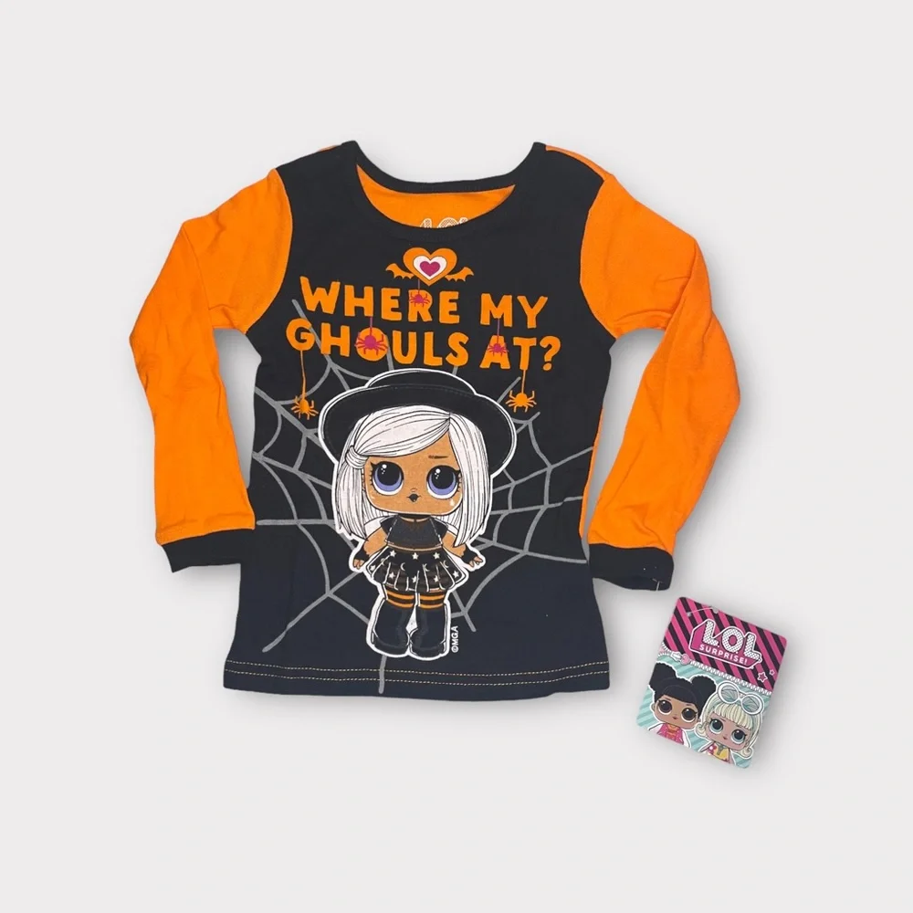 LOL Surprise! “Where My Ghouls At” Orange & Black Pajama Set